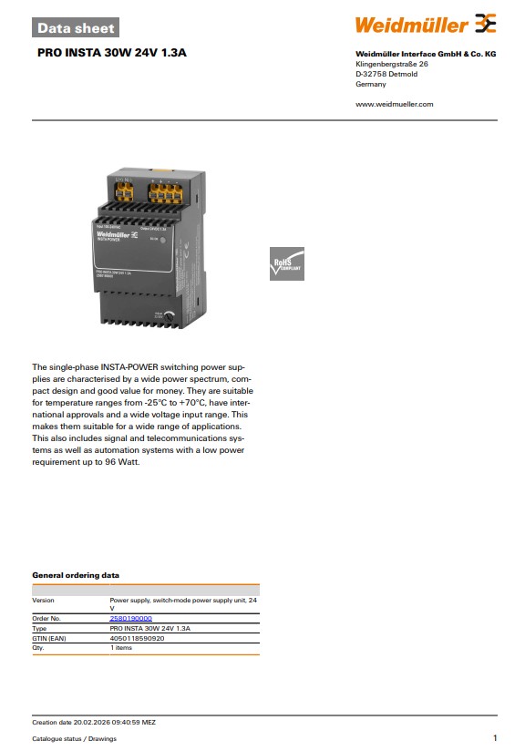 Product Datasheet